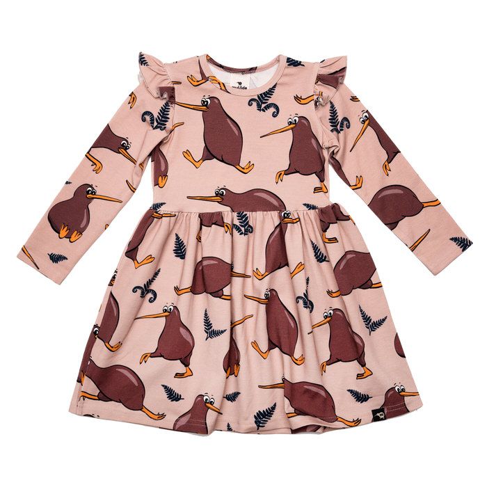 Kiwi Long Sleeve Dress - Sand - 1 Left Size 4-6 years-Mullido-Modern Rascals