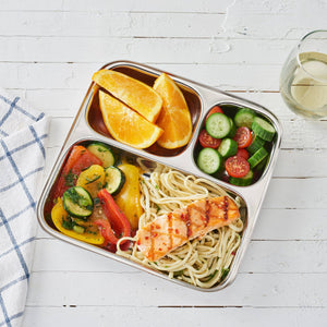 Large 3-Section Square Plate | Stainless Steel Divided Tray-Dalcini Stainless-Modern Rascals