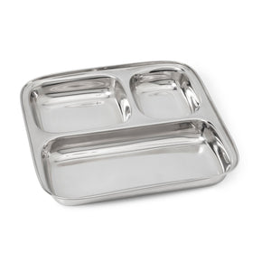 Large 3-Section Square Plate | Stainless Steel Divided Tray-Dalcini Stainless-Modern Rascals