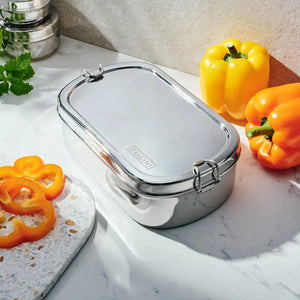 Large Oval with Clips | Stainless Steel Food Container-Dalcini Stainless-Modern Rascals