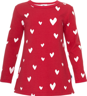 VIENO Long Sleeve Tunic - Hearts in Red