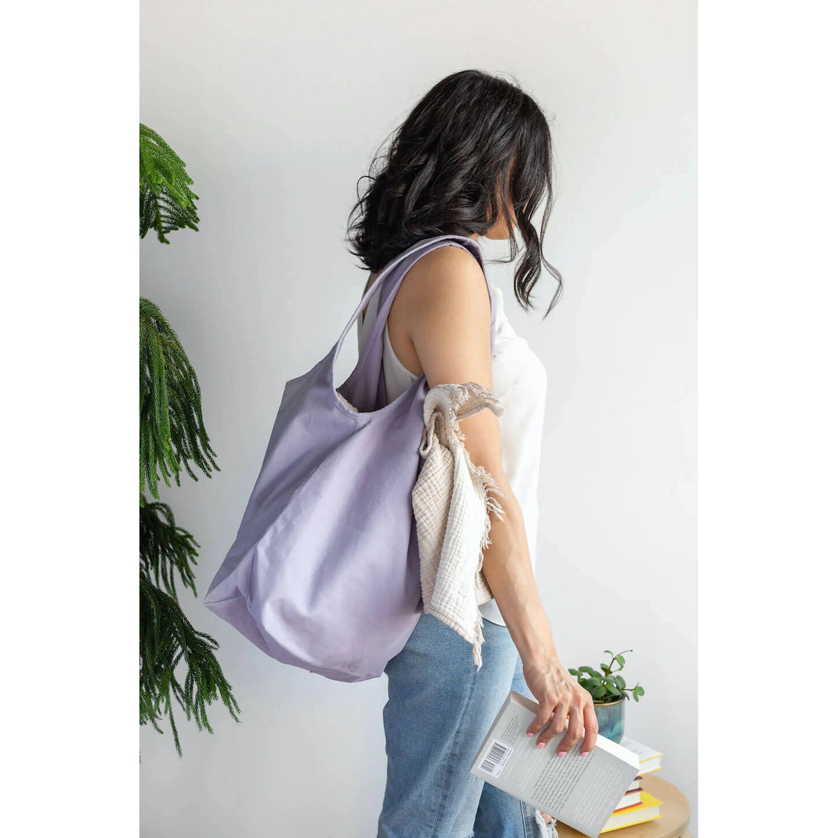 Lavender Slouchy Tote Bag-Fluf-Modern Rascals