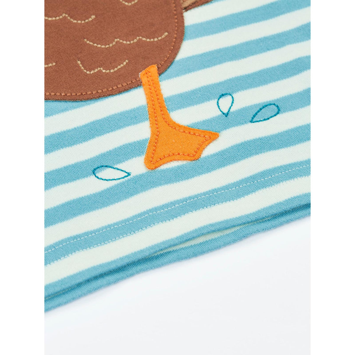 Lichen Stripe/Duck Sid Circular T-Shirt - 1 Left Size 5-6 years-Frugi-Modern Rascals
