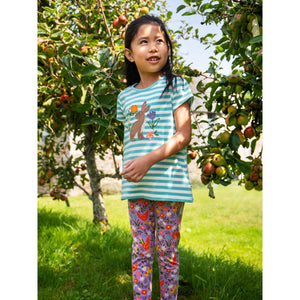 Lichen Stripe/Rabbit Lindsey T-Shirt - 2 Left Size 5-6 & 7-8 years-Frugi-Modern Rascals