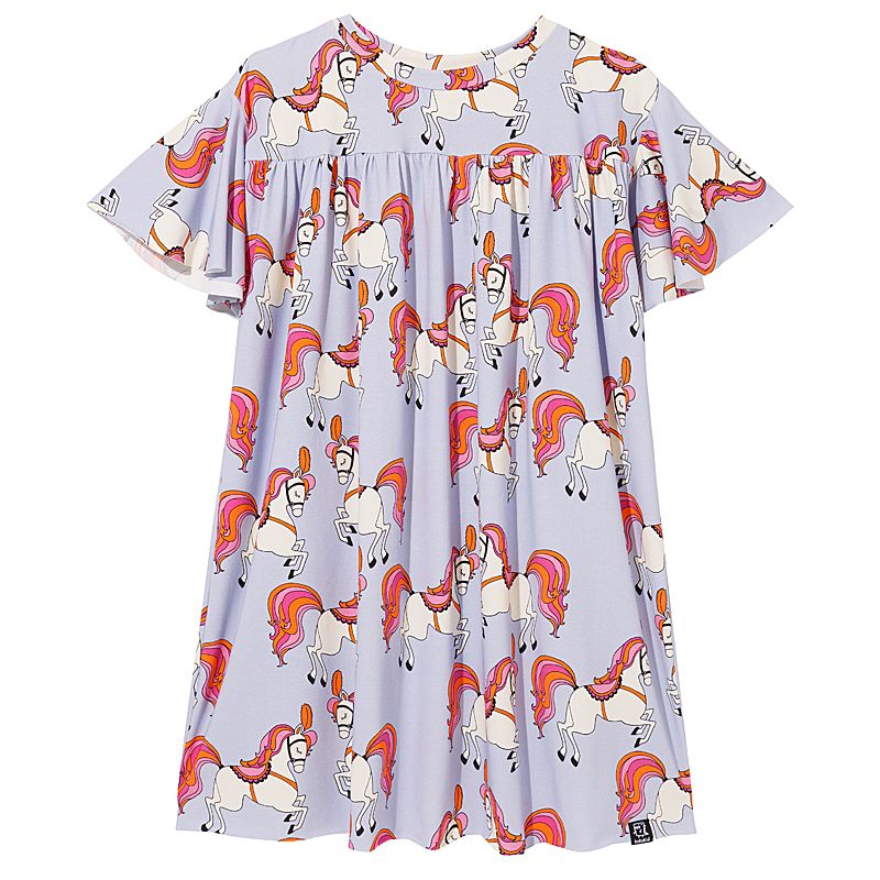 Lilac Horse Short Sleeve Chill Dress - 1 Left Size 2-4 years-KuKuKid-Modern Rascals