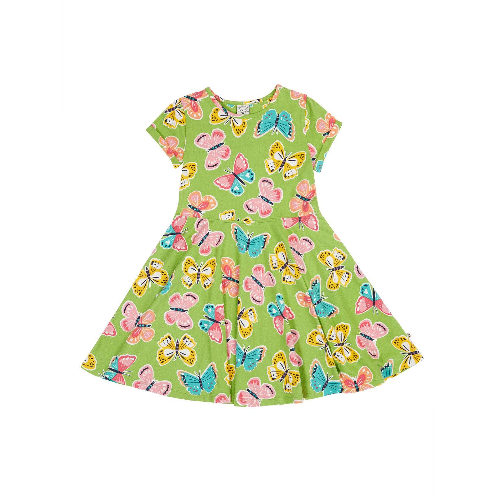 Lime Flutterby Spring Skater Dress - 1 Left Size 2-3 years-Frugi-Modern Rascals