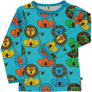 Lion Long Sleeve Shirt - Blue Atoll - 1 Left Size 9-10 years-Smafolk-Modern Rascals