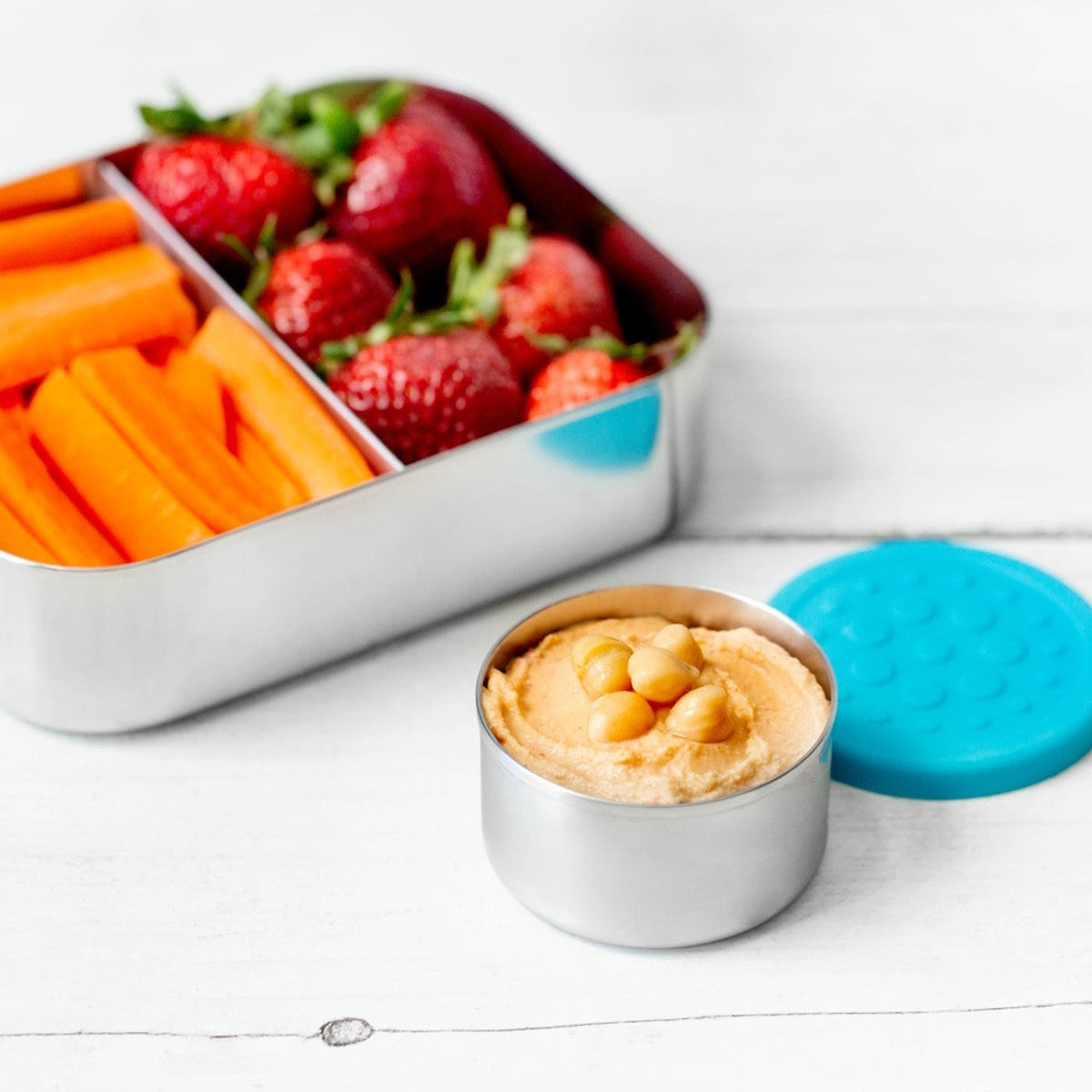 Lunchbots 2.5oz Medium Stainless Steel Dip Containers with Silicone Lids - set of 2 - Assorted Colours-Lunchbots-Modern Rascals