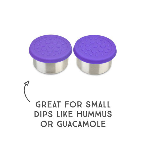 Lunchbots 2.5oz Medium Stainless Steel Dip Containers with Silicone Lids - set of 2 - Assorted Colours-Lunchbots-Modern Rascals