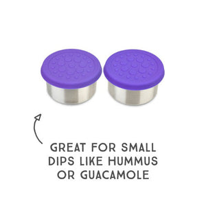 Lunchbots 2.5oz Medium Stainless Steel Dip Containers with Silicone Lids - set of 2 - Assorted Colours-Lunchbots-Modern Rascals