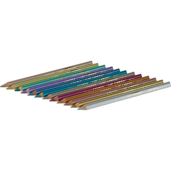 Lyra Pencils Super Ferby Lacquered Triangular - 12 Assorted Metallic Colours-Lyra-Modern Rascals