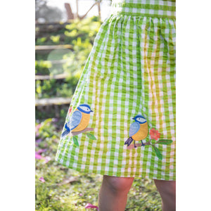 Macaw / Gingham Birds Zaria Dress - 1 Left Size 5-6 years-Frugi-Modern Rascals