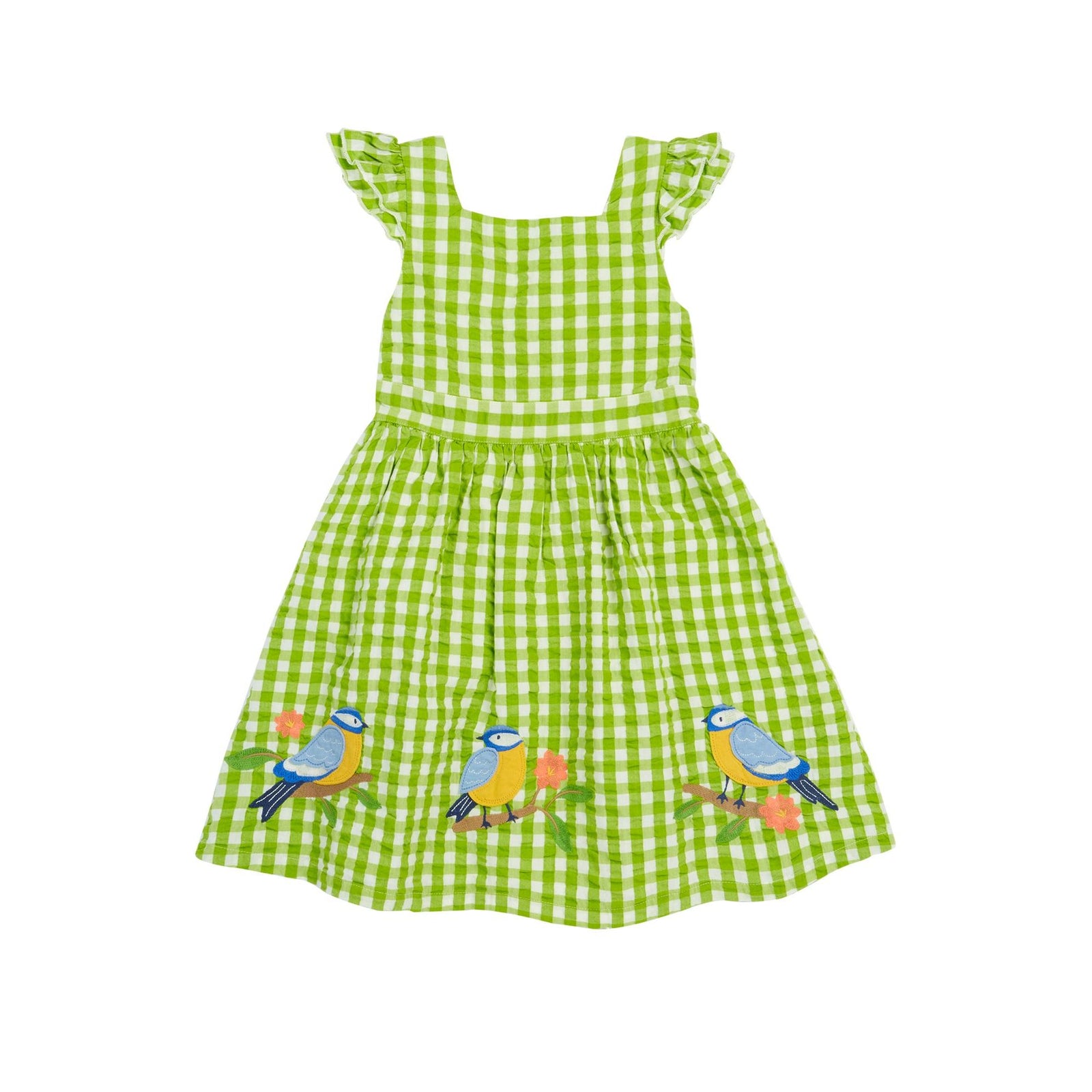 Macaw / Gingham Birds Zaria Dress - 1 Left Size 5-6 years-Frugi-Modern Rascals