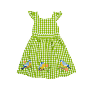 Macaw / Gingham Birds Zaria Dress - 1 Left Size 5-6 years-Frugi-Modern Rascals