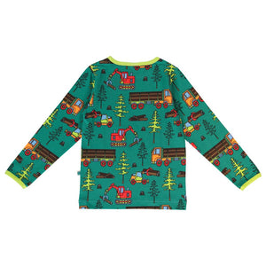 Machines Long Sleeve Shirt in Petroleum Green - 1 Left Size 7-8 years-Smafolk-Modern Rascals