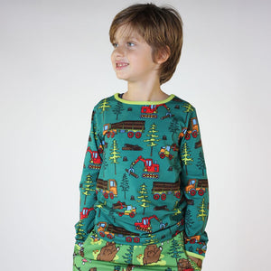 Machines Long Sleeve Shirt in Petroleum Green - 1 Left Size 7-8 years-Smafolk-Modern Rascals