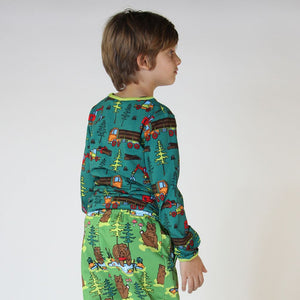 Machines Long Sleeve Shirt in Petroleum Green - 1 Left Size 7-8 years-Smafolk-Modern Rascals