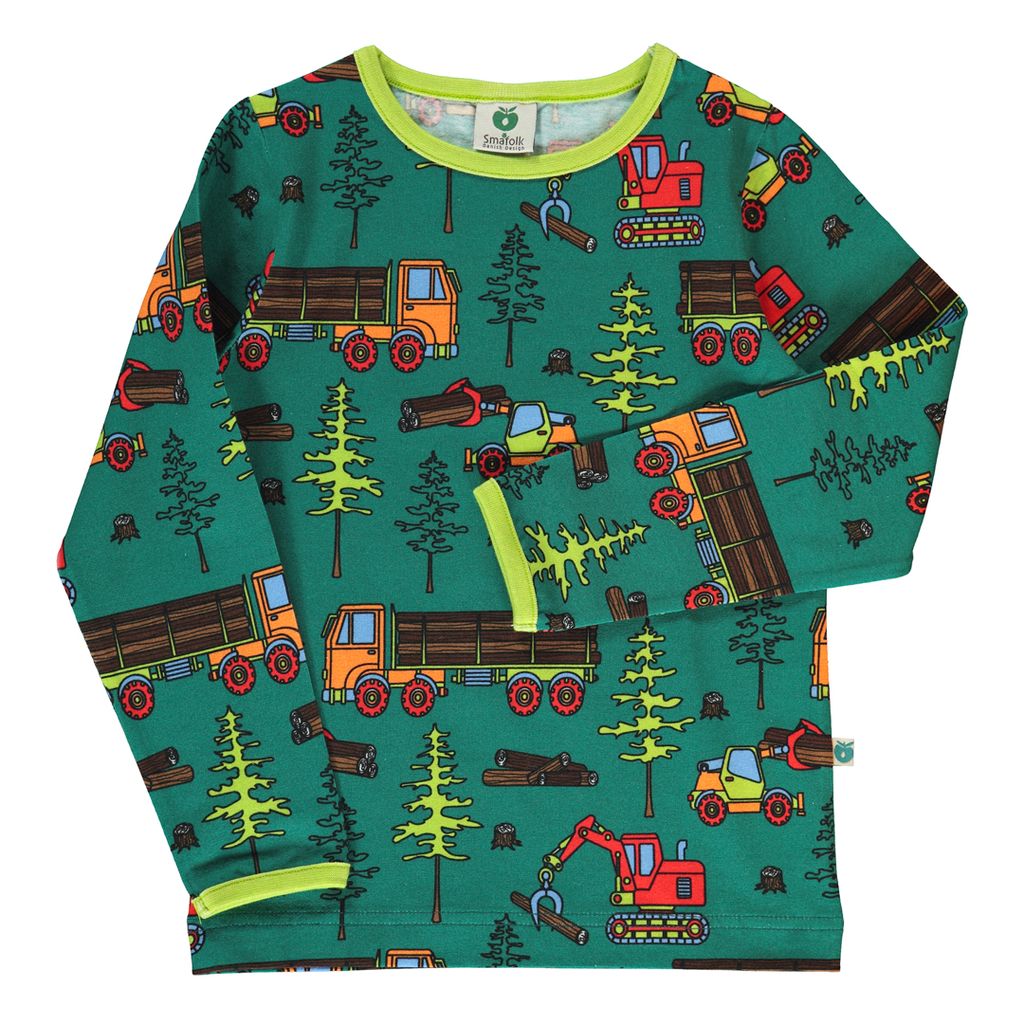 Machines Long Sleeve Shirt in Petroleum Green - 1 Left Size 7-8 years-Smafolk-Modern Rascals