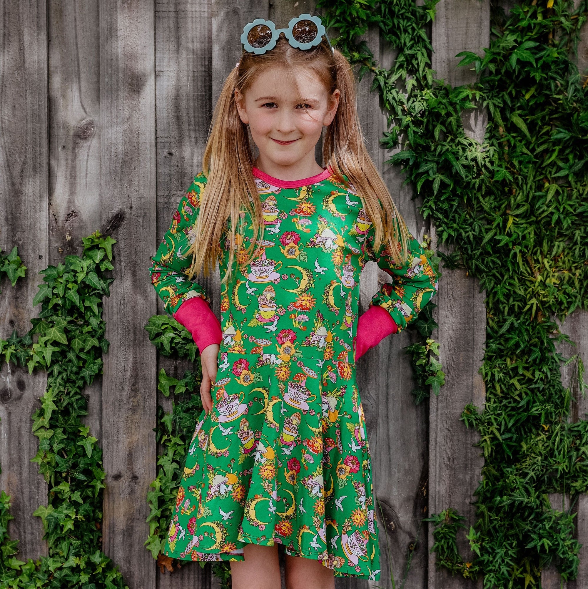 Magical Teacups Long Sleeve Dress-Uddevalla Barn-Modern Rascals