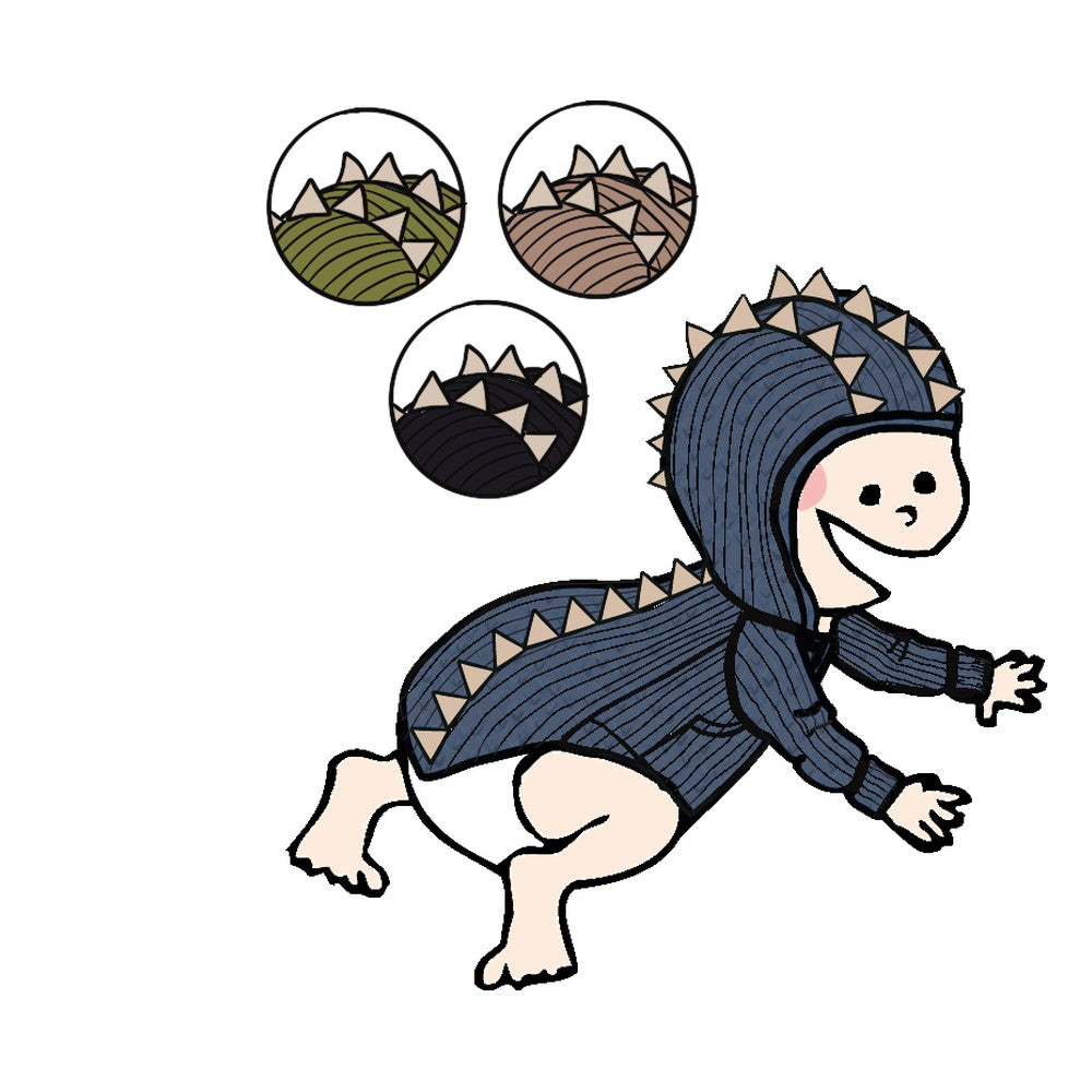 Wool Dino Hoodie with Big Pocket - Multiple Colours