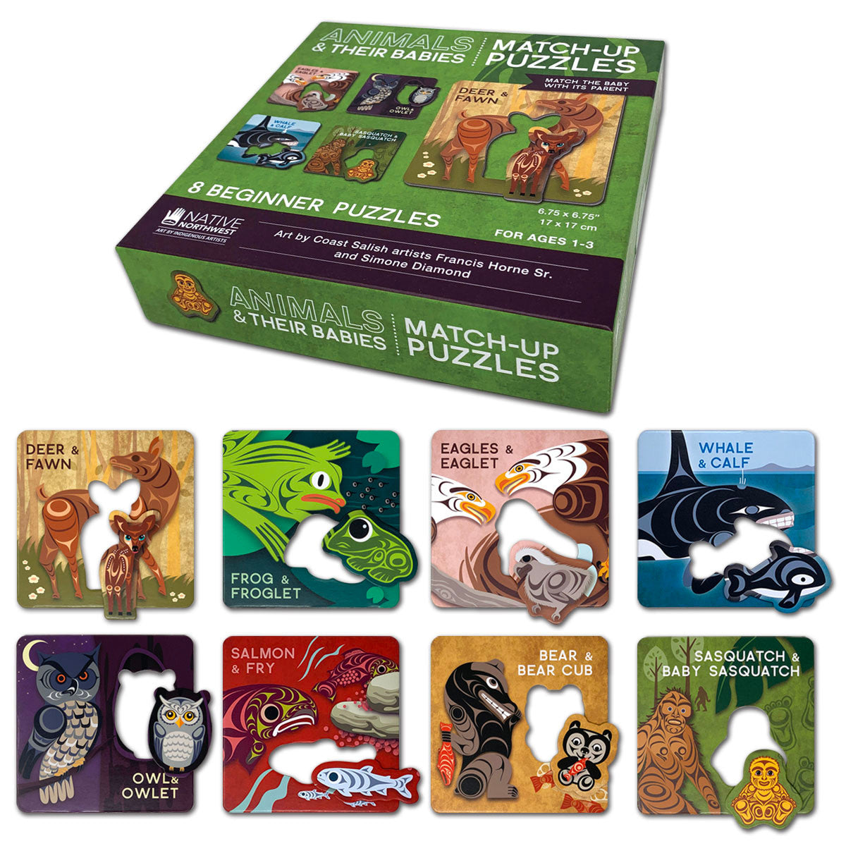 Match-up Puzzle - Animals & Their Babies-Native Northwest-Modern Rascals