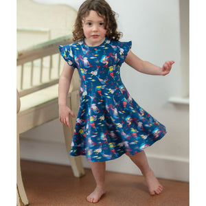 Merfolk Short Sleeve Skater Dress - 1 Left Size 3-4 years-Piccalilly-Modern Rascals