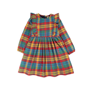 Merry Rainbow Check Agnes Dress-Frugi-Modern Rascals