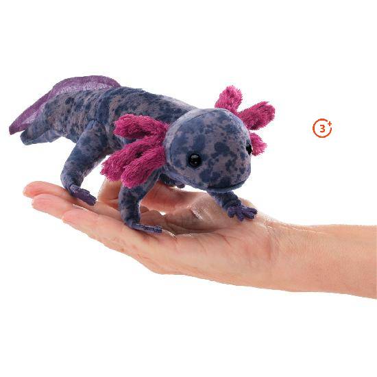 Mini Axolotl Finger Puppet - Black-Folkmanis Puppets-Modern Rascals