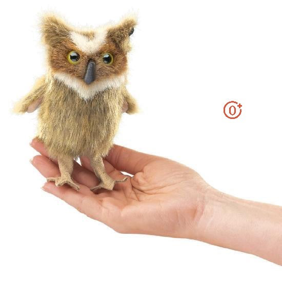 Mini Great Horned Owl Finger Puppet-Folkmanis Puppets-Modern Rascals