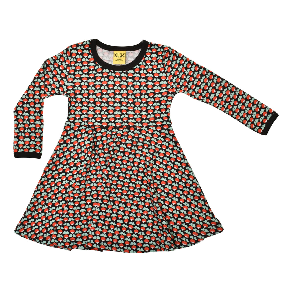 Mini Radish - Black Long Sleeve Skater Dress by Duns Sweden