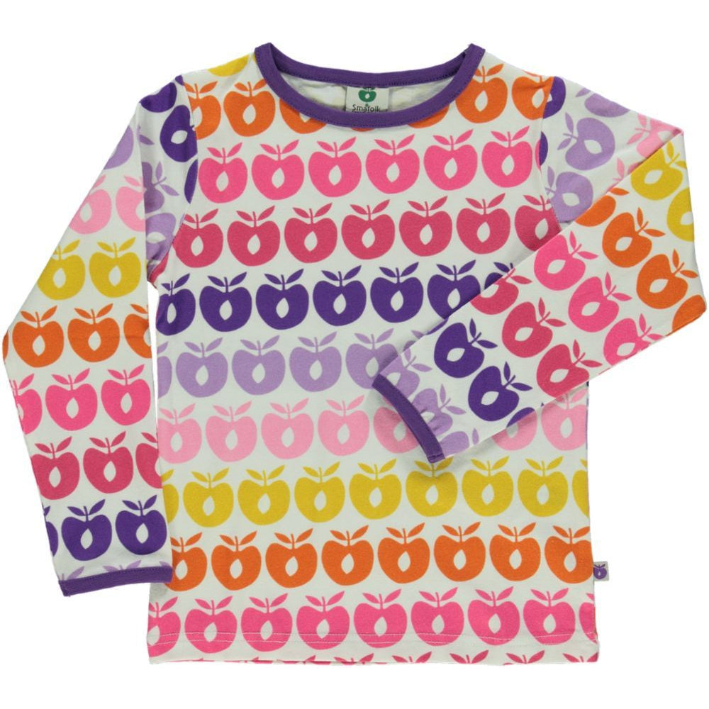 Mini Retro Apples Long Sleeve Shirt - Sea Pink - 1 Left Size 9-10 years-Smafolk-Modern Rascals