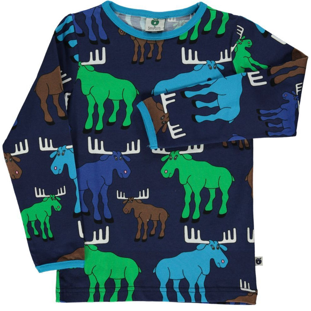 Moose Long Sleeve Shirt - Blue - 2 Left Size 11-12 years-Smafolk-Modern Rascals