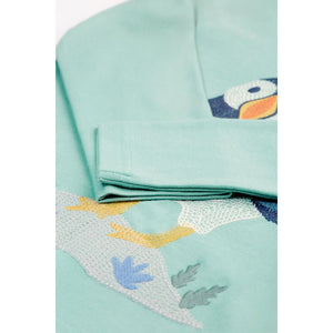 Moss / Puffin Stitch Adventure Embroidered Top-Frugi-Modern Rascals