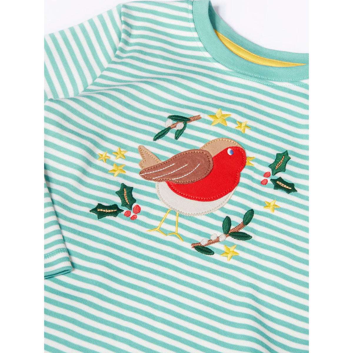 Moss Stripe/Robin Discovery Applique Top-Frugi-Modern Rascals