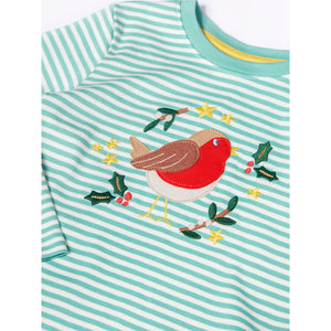 Moss Stripe/Robin Discovery Applique Top-Frugi-Modern Rascals