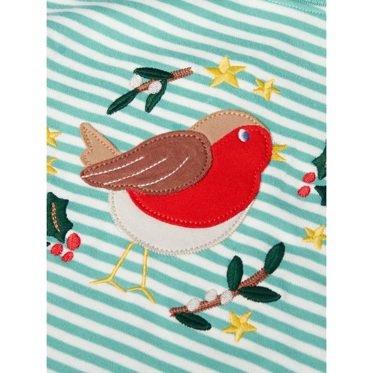 Moss Stripe/Robin Discovery Applique Top-Frugi-Modern Rascals