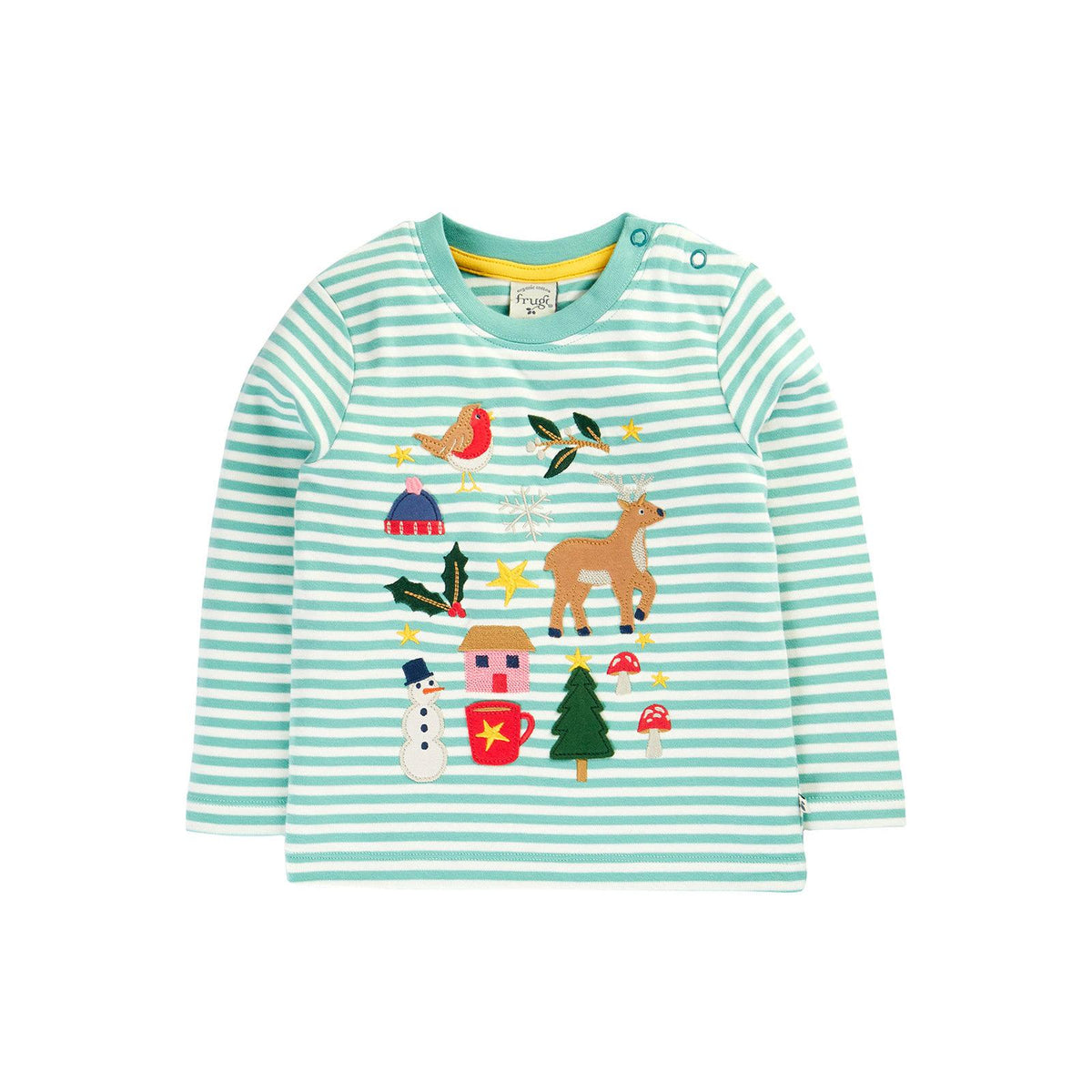 Moss Stripe/Winter Discovery Applique Top-Frugi-Modern Rascals