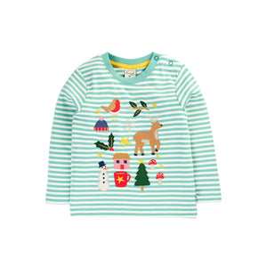 Moss Stripe/Winter Discovery Applique Top-Frugi-Modern Rascals