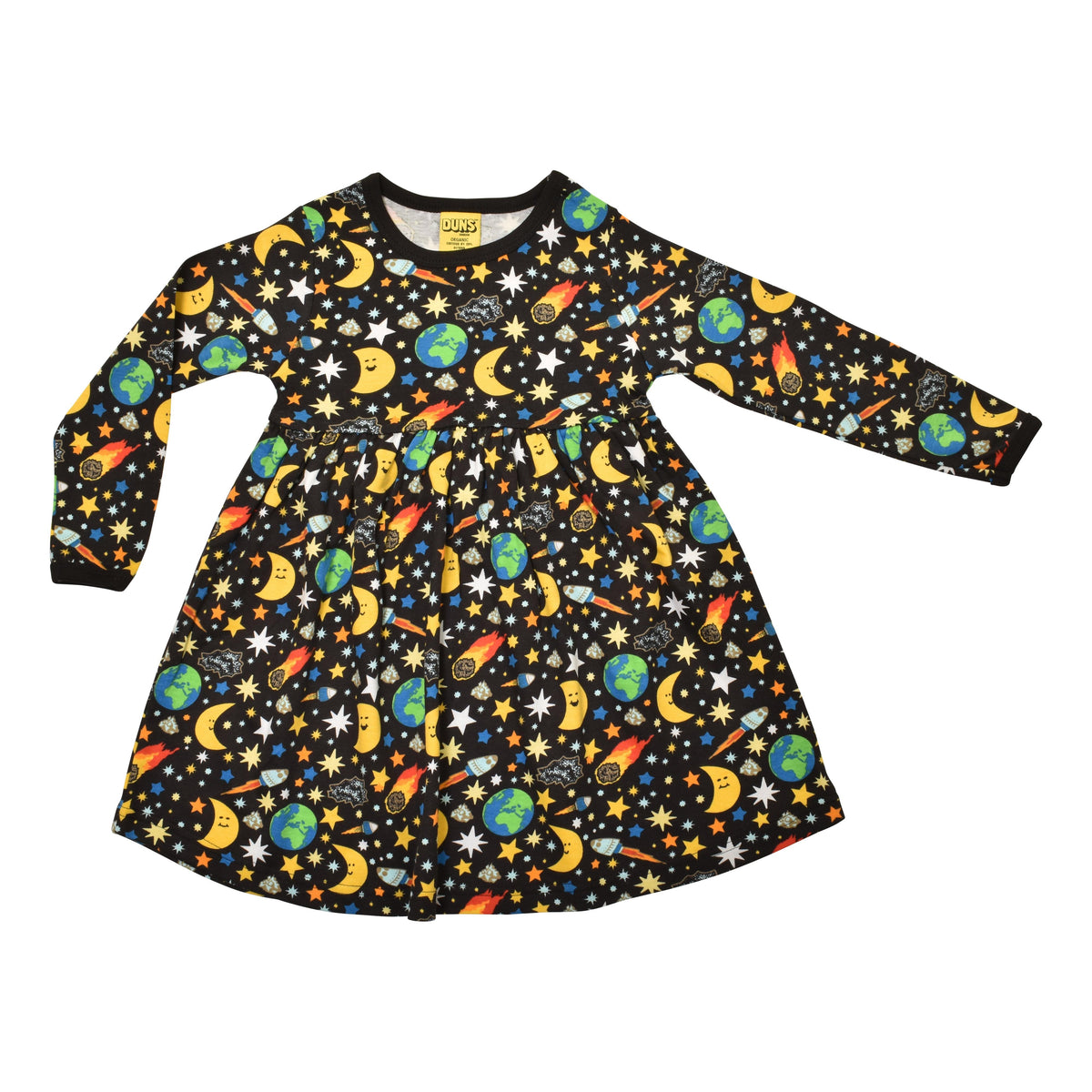 Mother Earth - Black Long Sleeve Dress With Gathered Skirt-Duns Sweden-Modern Rascals
