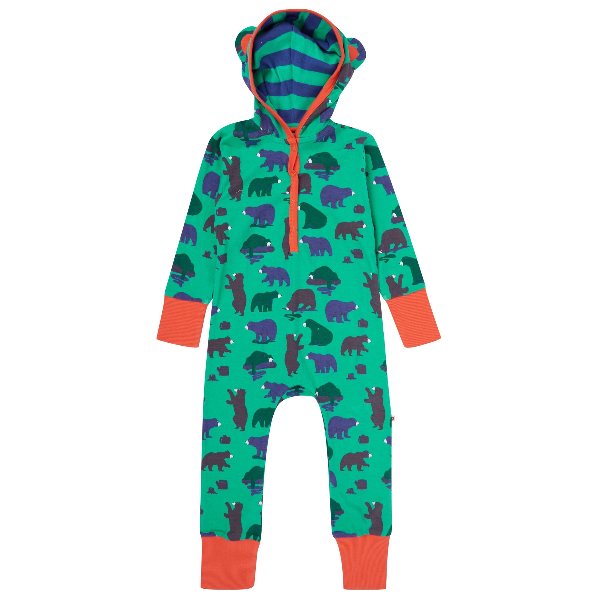 Mountain Bear Hooded Playsuit - 1 Left Size 18-24 months-Piccalilly-Modern Rascals