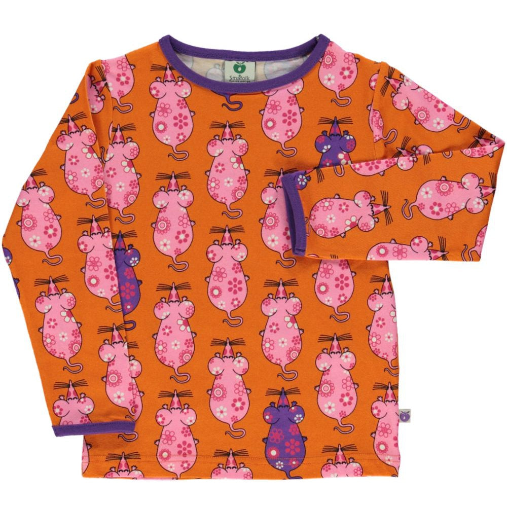 Mouse Long Sleeve Shirt - Orange - 1 Left Size 9-10 years-Smafolk-Modern Rascals