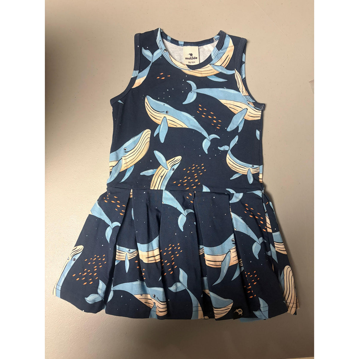 Mullido - Navy Whale Sun Dress - Size 2-4 Years (104cm)-Warehouse Find-Modern Rascals