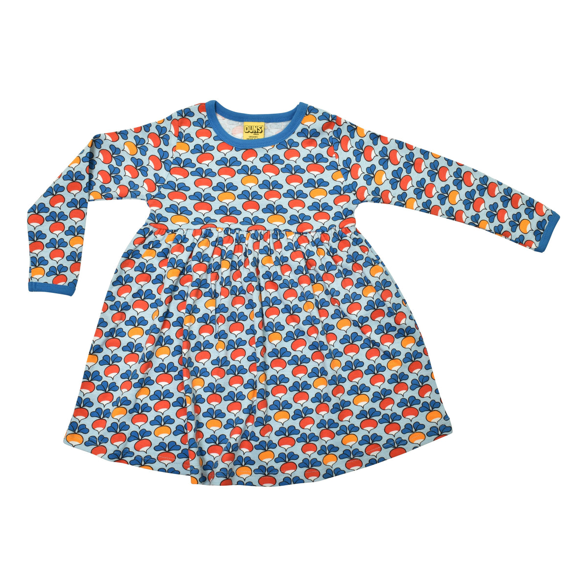 Multi Radish - Blue Long Sleeve Dress With Gathered Skirt-Duns Sweden-Modern Rascals