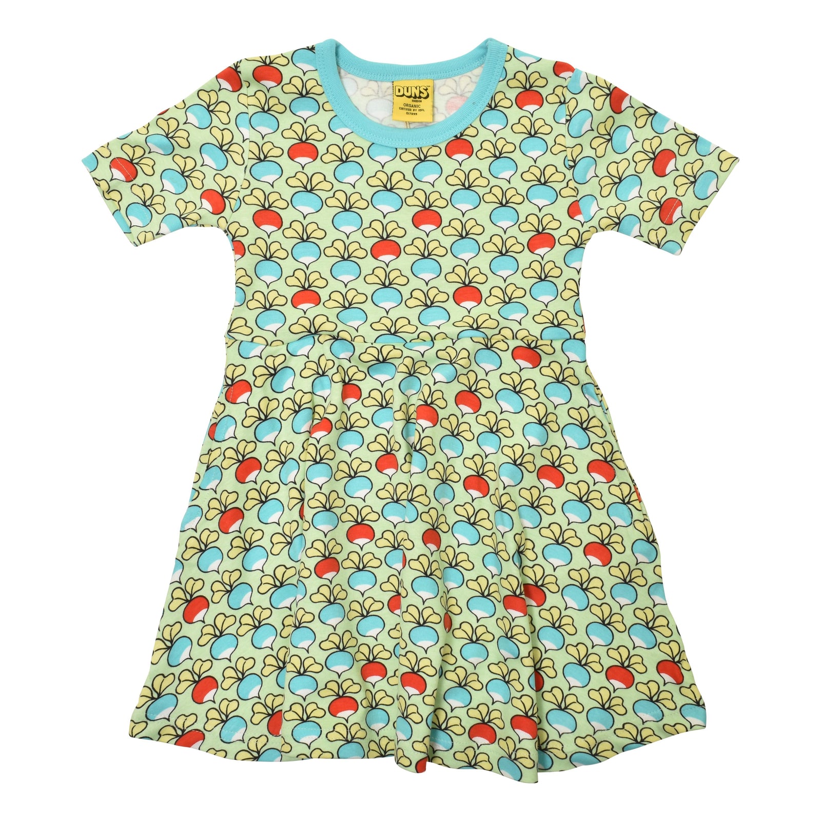 Multi Radish - Green Ash Short Sleeve Skater Dress-Duns Sweden-Modern Rascals