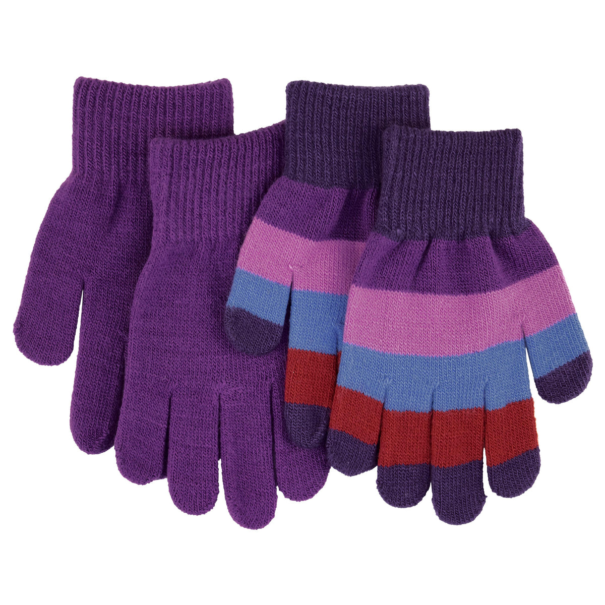 Multistripe and Solid Knit Glove Set - Himalaya and Dahlia-Villervalla-Modern Rascals