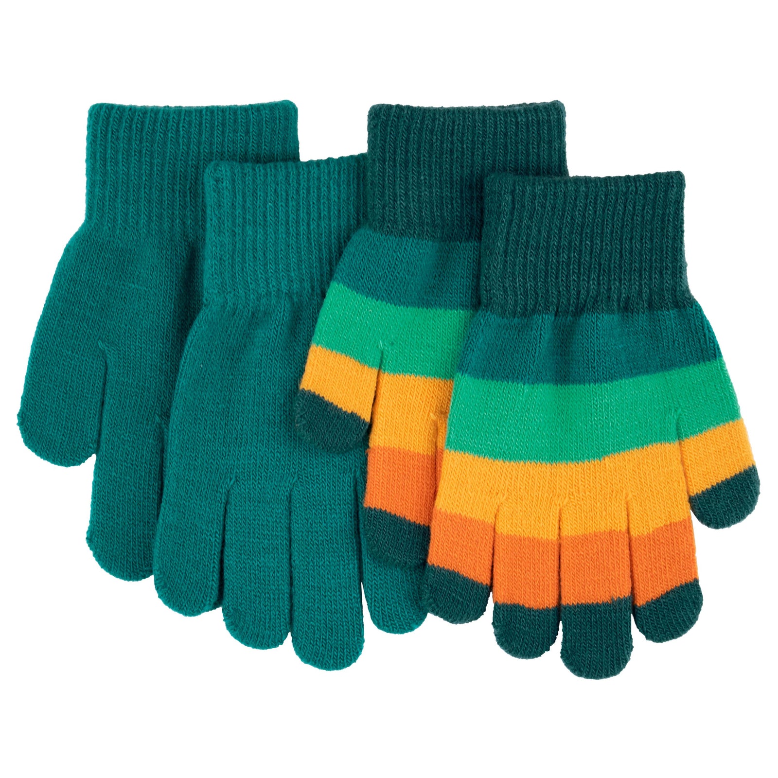 Multistripe and Solid Knit Glove Set - Matterhorn and Hemlock-Villervalla-Modern Rascals