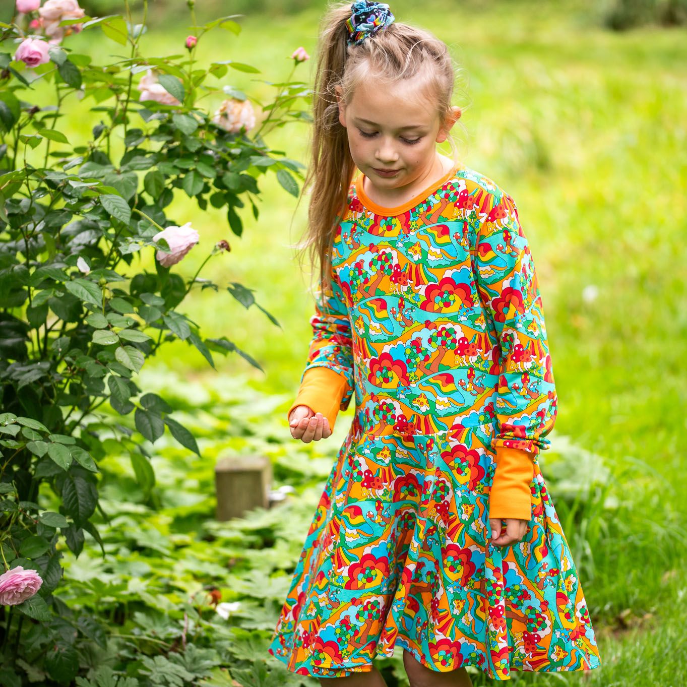 Mushroom Boom Long Sleeve Dress - 2 Left Size 2-3 & 7-8 years-Uddevalla Barn-Modern Rascals