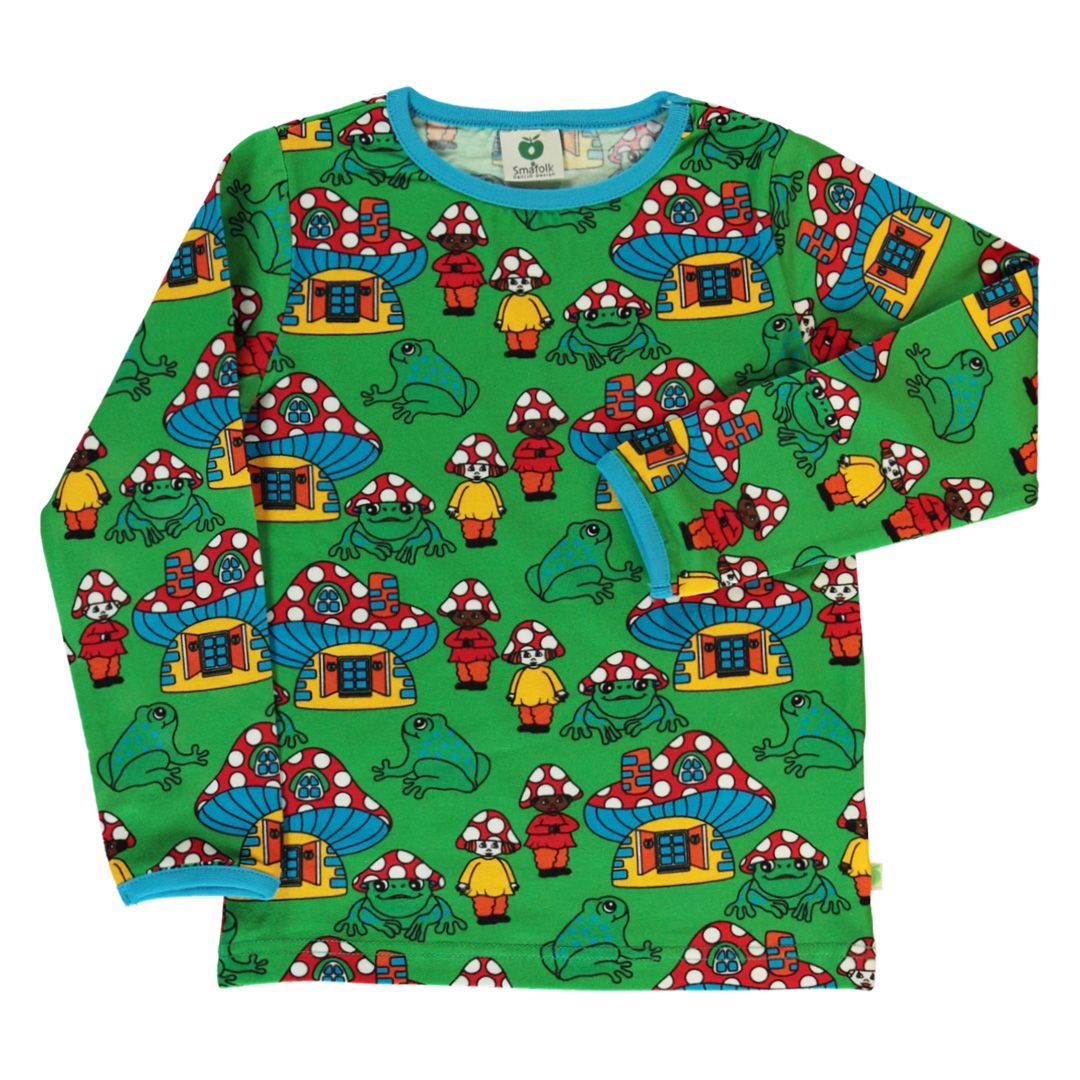 Mushroom Houses Long Sleeve Shirt - Green - 1 Left Size 9-10 years-Smafolk-Modern Rascals