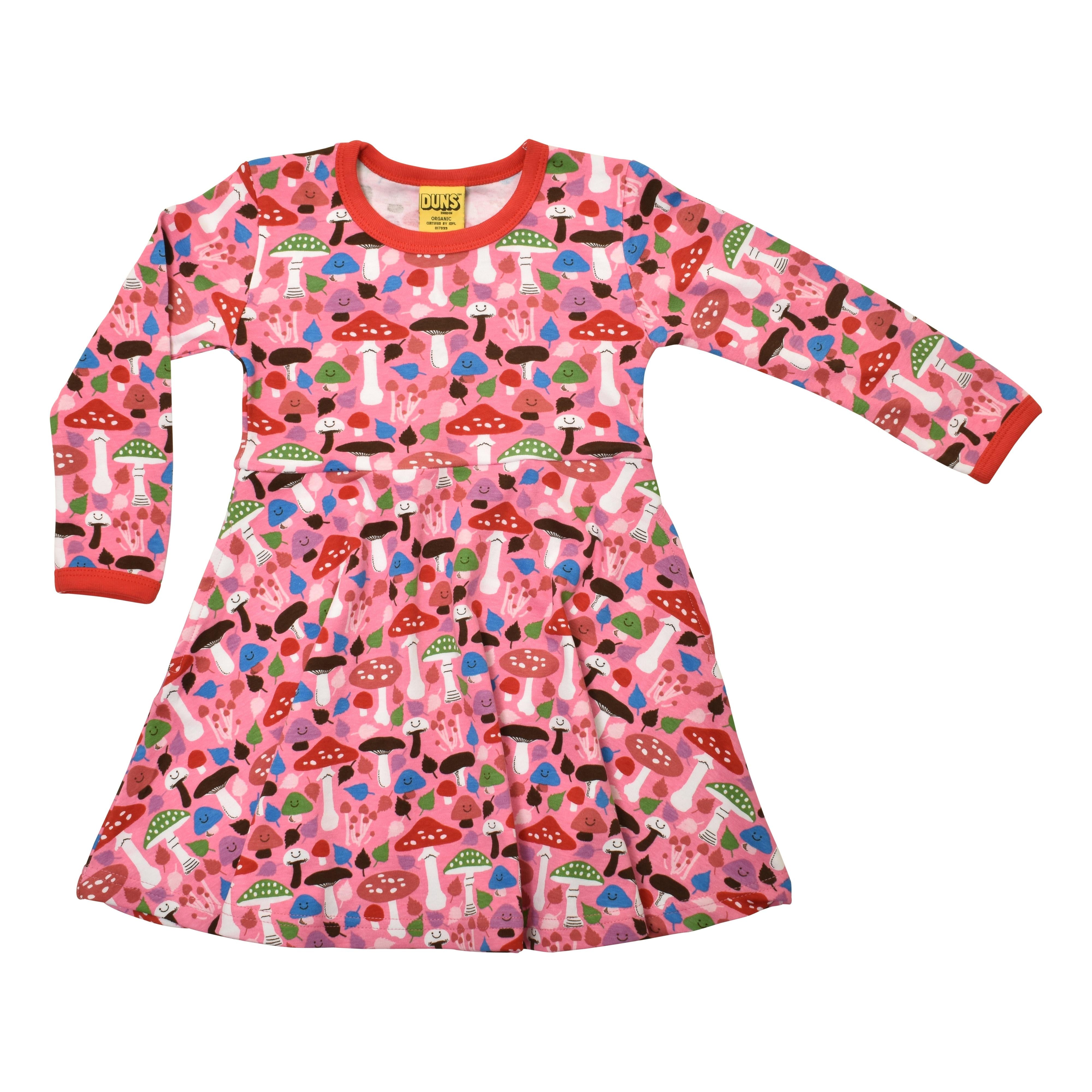 Mushroom - Pink Long Sleeve Skater Dress by Duns Sweden - Modern Rascals