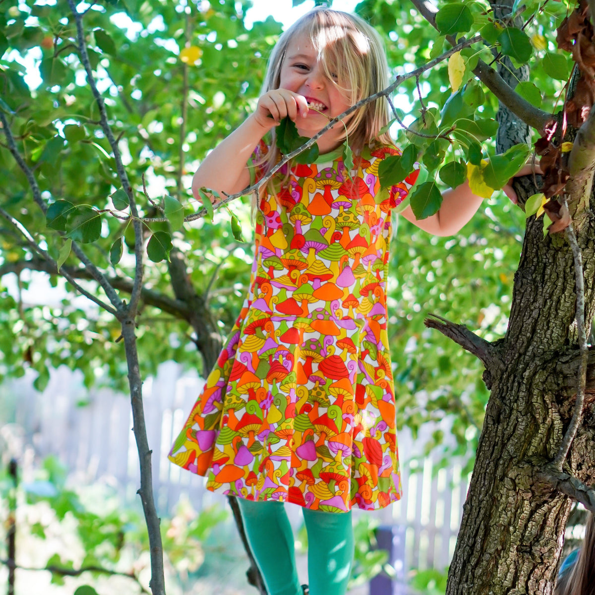Mushroom Treasure Short Sleeve Dress - 1 Left Size 9-10 years-Uddevalla Barn-Modern Rascals